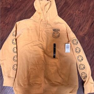 NIRVANA DOUBLE SIDED HARD TO FIND!!!Mustard Hoodie with Iconic Logo